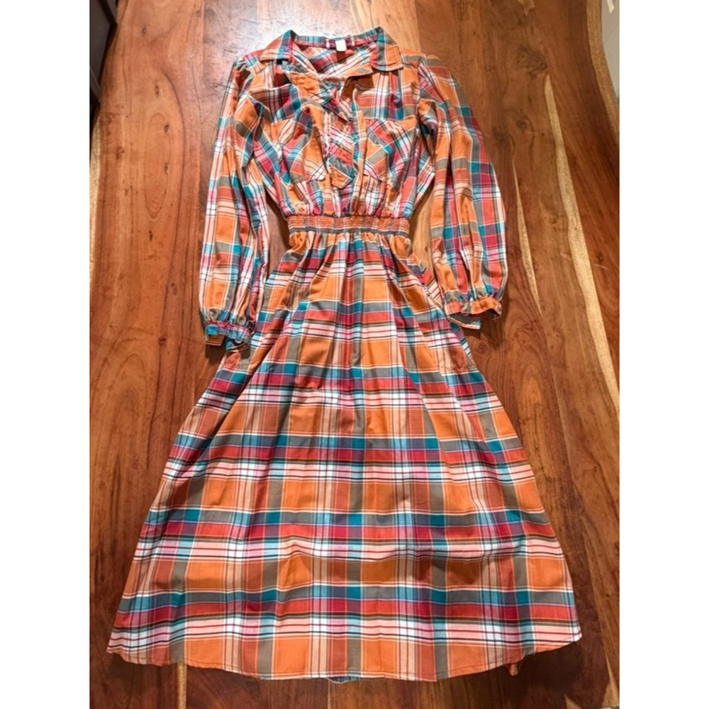 Vintage Irene Kasmer Plaid Button Front Dress Size 9/10 California Made